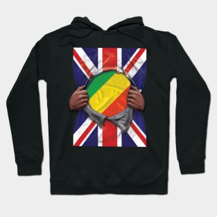 Republic Of The Congo Flag Great Britain Flag Ripped - Gift for Congon From Republic Of The Congo Hoodie